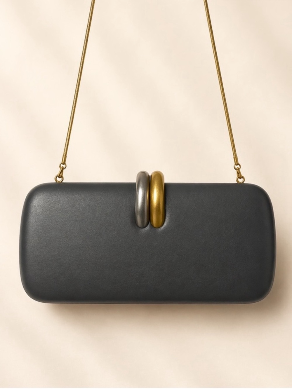 Hard Shell Metallic Chain Shoulder Bag Clutch
